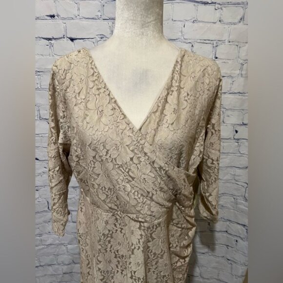 NWT Jessica, London Cream evening Lace Long Sleeve, dress Gown Size 14 - Picture 4 of 8